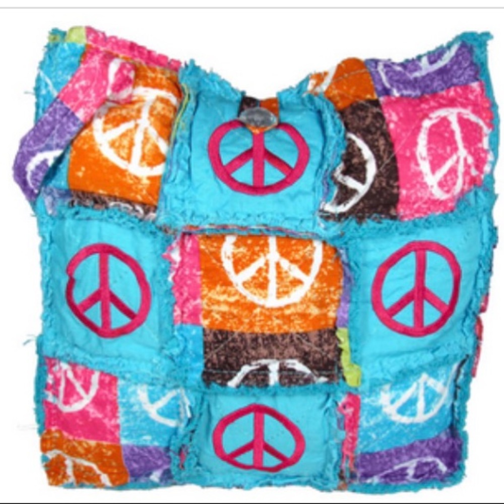 Patchwork Boho Peace Messenger/Tote Bag
